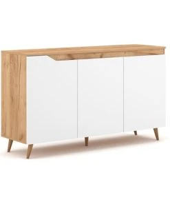 CALICOSY Buffet Scandinave 3 Portes L140 Cm - Décor Blanc Et Bois Clair 9 CALICOSY Buffet Scandinave 3 Portes L140 Cm - Décor Blanc Et Bois Clair -Boutique Belamp buffet scandinave 3 portes l140 cm decor blanc et bois clair 3