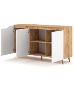 CALICOSY Buffet Scandinave 3 Portes L140 Cm - Décor Blanc Et Bois Clair 10 CALICOSY Buffet Scandinave 3 Portes L140 Cm - Décor Blanc Et Bois Clair -Boutique Belamp buffet scandinave 3 portes l140 cm decor blanc et bois clair 4