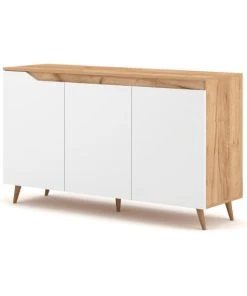 CALICOSY Buffet Scandinave 3 Portes L140 Cm - Décor Blanc Et Bois Clair 11 CALICOSY Buffet Scandinave 3 Portes L140 Cm - Décor Blanc Et Bois Clair -Boutique Belamp buffet scandinave 3 portes l140 cm decor blanc et bois clair 5