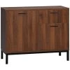 HOMCOM Buffet Style Classique - 2 Portes, Tiroir - Acier Aspect Bois De Noyer