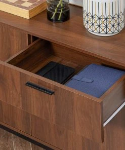 HOMCOM Buffet Style Classique - 2 Portes, Tiroir - Acier Aspect Bois De Noyer -Boutique Belamp buffet style classique 2 portes tiroir acier aspect bois de noyer 3