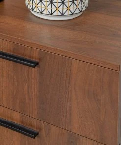 HOMCOM Buffet Style Classique - 2 Portes, Tiroir - Acier Aspect Bois De Noyer -Boutique Belamp buffet style classique 2 portes tiroir acier aspect bois de noyer 4