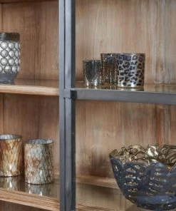 HELLIN Buffet Vaisselier En Bois Recyclé Et Métal 4 Portes éclairage LED -Boutique Belamp buffet vaisselier en bois recycle et metal 4 portes eclairage led 3