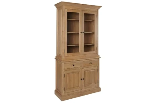 HELLIN Buffet Vaisselier En Chêne 2 Portes Vitrées 2 Tiroirs 2 Portes Bois 4 HELLIN Buffet Vaisselier En Chêne 2 Portes Vitrées 2 Tiroirs 2 Portes Bois – Image 4