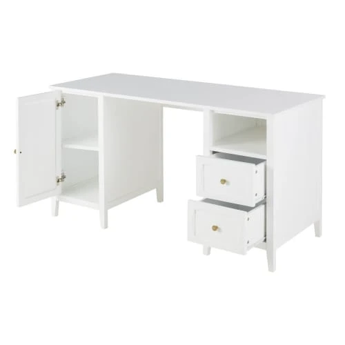 Maisons Du Monde Bureau 2 Tiroirs 1 Niche 1 Porte Blanc 2 Maisons Du Monde Bureau 2 Tiroirs 1 Niche 1 Porte Blanc – Image 2