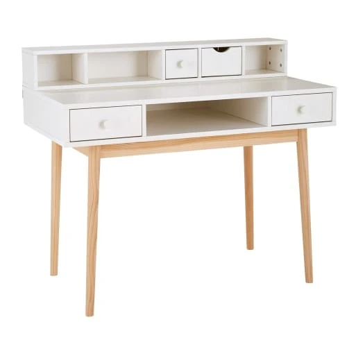 Maisons Du Monde Bureau 2 Tiroirs Blanc 5 Maisons Du Monde Bureau 2 Tiroirs Blanc – Image 5