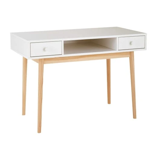 Maisons Du Monde Bureau 2 Tiroirs Blanc 2 Maisons Du Monde Bureau 2 Tiroirs Blanc – Image 2