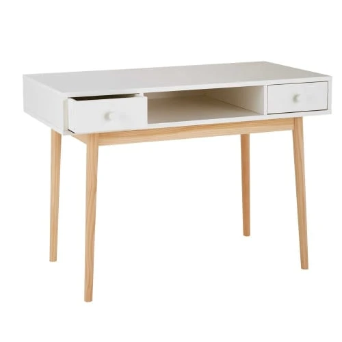 Maisons Du Monde Bureau 2 Tiroirs Blanc 3 Maisons Du Monde Bureau 2 Tiroirs Blanc – Image 3