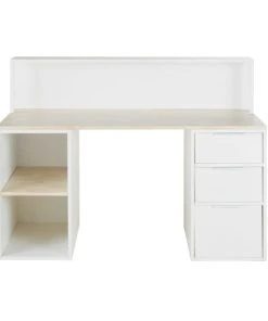 Maisons Du Monde Bureau 3 Tiroirs Et 2 Niches Blanc Et Beige
