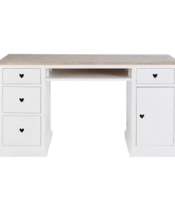 Maisons Du Monde Bureau 4 Tiroirs 1 Porte Blanc