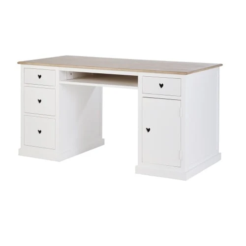 Maisons Du Monde Bureau 4 Tiroirs 1 Porte Blanc 2 Maisons Du Monde Bureau 4 Tiroirs 1 Porte Blanc – Image 2