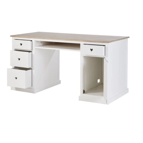 Maisons Du Monde Bureau 4 Tiroirs 1 Porte Blanc 3 Maisons Du Monde Bureau 4 Tiroirs 1 Porte Blanc – Image 3