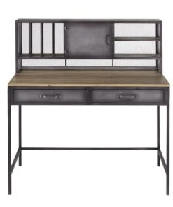 Maisons Du Monde Bureau Industriel 1 Porte 2 Tiroirs En Métal Et Bois De Sapin