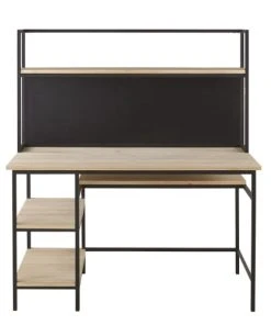 Maisons Du Monde Bureau Industriel En Métal Noir Et Bois De Sapin