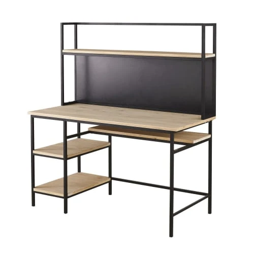 Maisons Du Monde Bureau Industriel En Métal Noir Et Bois De Sapin 2 Maisons Du Monde Bureau Industriel En Métal Noir Et Bois De Sapin – Image 2