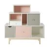 Maisons Du Monde Cabinet De Rangement 4 Tiroirs Blanc, Rose Et Gris