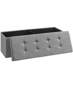 CALICOSY Coffre De Rangement Avec 2 Compartiments Intérieur - L110 Cm - Gris
