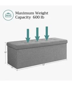 CALICOSY Coffre De Rangement Avec 2 Compartiments Intérieur - L110 Cm - Gris -Boutique Belamp coffre de rangement avec 2 compartiments interieur l110 cm gris 5