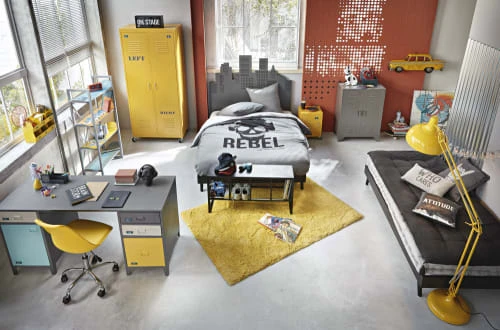 Maisons Du Monde Dressing à Roulettes 2 Portes En Métal Jaune 2 Maisons Du Monde Dressing à Roulettes 2 Portes En Métal Jaune – Image 2