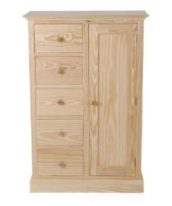 Grenier Alpin Farinier Pin Massif Brut 5 Tiroirs 1 Porte