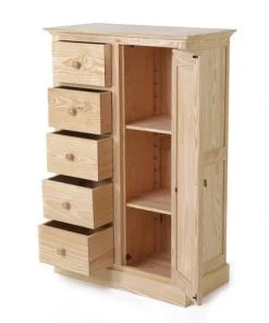 Grenier Alpin Farinier Pin Massif Brut 5 Tiroirs 1 Porte -Boutique Belamp farinier pin massif brut 5 tiroirs 1 porte 4