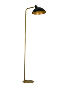 Dyberg Larsen Futura - Lampadaire En Métal Noir Mat Et Laiton, H 145 Cm D 25,6 Cm