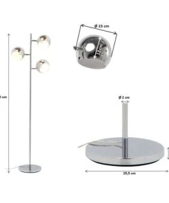 Kare Design Lampadaire 3 Abat-jours En Acier Chromé H151 -Boutique Belamp lampadaire 3 abat jours en acier chrome h151 4