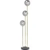 Kare Design Lampadaire 3 Globes En Verre, Acier Doré Et Marbre H176