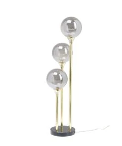 Kare Design Lampadaire 3 Globes En Verre, Acier Doré Et Marbre H83