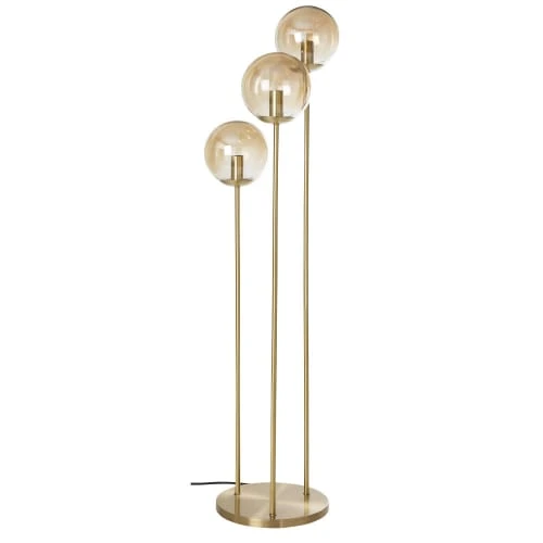Maisons Du Monde Lampadaire 3 Globes En Verre Ambré Et Métal Doré H114 1 Maisons Du Monde Lampadaire 3 Globes En Verre Ambré Et Métal Doré H114