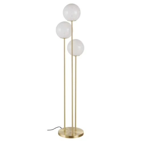 Maisons Du Monde Lampadaire 3 Globes En Verre Blanc Effet Tacheté Et Métal Doré H150 1 Maisons Du Monde Lampadaire 3 Globes En Verre Blanc Effet Tacheté Et Métal Doré H150