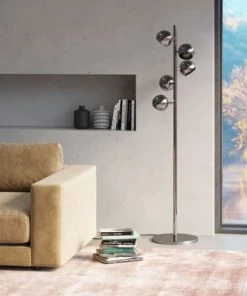 Kare Design Lampadaire 5 Abat-jours En Acier Chromé H200 -Boutique Belamp lampadaire 5 abat jours en acier chrome h200 4