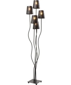 Kare Design Lampadaire 5 Abat-jours En Acier Noir H163 -Boutique Belamp lampadaire 5 abat jours en acier noir h163 3