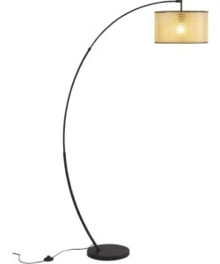 ATHM DESIGN Lampadaire Abat Jour Beige PVC Rotin Pied Métal -Boutique Belamp lampadaire abat jour beige pvc rotin pied metal 2
