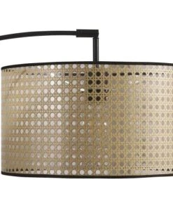 ATHM DESIGN Lampadaire Abat Jour Beige PVC Rotin Pied Métal -Boutique Belamp lampadaire abat jour beige pvc rotin pied metal 3
