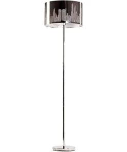 ATHM DESIGN Lampadaire Abat Jour Et Pied Métal Argent