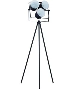 ATHM DESIGN Lampadaire Abat Jour Et Pied Métal Noir