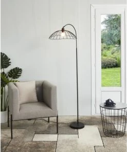 ATHM DESIGN Lampadaire Abat Jour Et Pied Métal Noir -Boutique Belamp lampadaire abat jour et pied metal noir 5