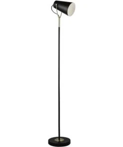 ATHM DESIGN Lampadaire Abat Jour Et Pied Métal Noir