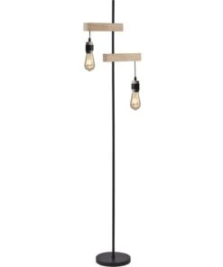 ATHM DESIGN Lampadaire Abat Jour Et Pieds Métal Noir