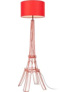 ATHM DESIGN Lampadaire Abat Jour Tissu Blanc Et Pieds Métal