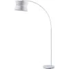 ATHM DESIGN Lampadaire Abat Jour Tissu Blanc Pied Métal