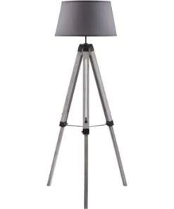 ATHM DESIGN Lampadaire Abat Jour Tissu Noir Et Pieds Bois -Boutique Belamp lampadaire abat jour tissu gris et pieds bois asher