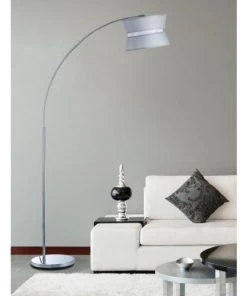 ATHM DESIGN Lampadaire Abat Jour Tissu Gris Pied Métal -Boutique Belamp lampadaire abat jour tissu gris pied metal 2