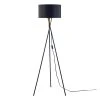 ATHM DESIGN Lampadaire Abat Jour Tissu Noir Et Pied Métal