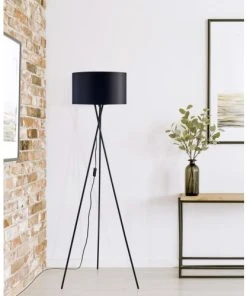 ATHM DESIGN Lampadaire Abat Jour Tissu Noir Et Pied Métal -Boutique Belamp lampadaire abat jour tissu noir et pied metal 3