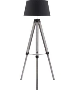 ATHM DESIGN Lampadaire Abat Jour Tissu Noir Et Pieds Bois -Boutique Belamp lampadaire abat jour tissu noir et pieds bois asher