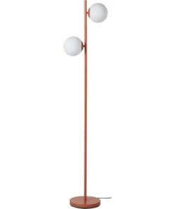 ATHM DESIGN Lampadaire Abat Jour Verre Pied Metal Brossé Marron