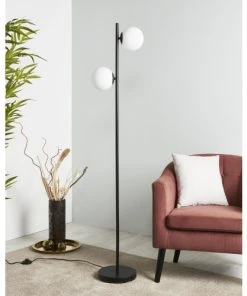 ATHM DESIGN Lampadaire Abat Jour Verre Pied Metal Brossé Noir -Boutique Belamp lampadaire abat jour verre pied metal brosse noir 3