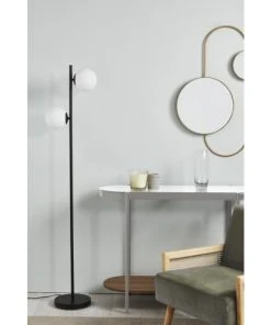 ATHM DESIGN Lampadaire Abat Jour Verre Pied Metal Brossé Noir -Boutique Belamp lampadaire abat jour verre pied metal brosse noir 4